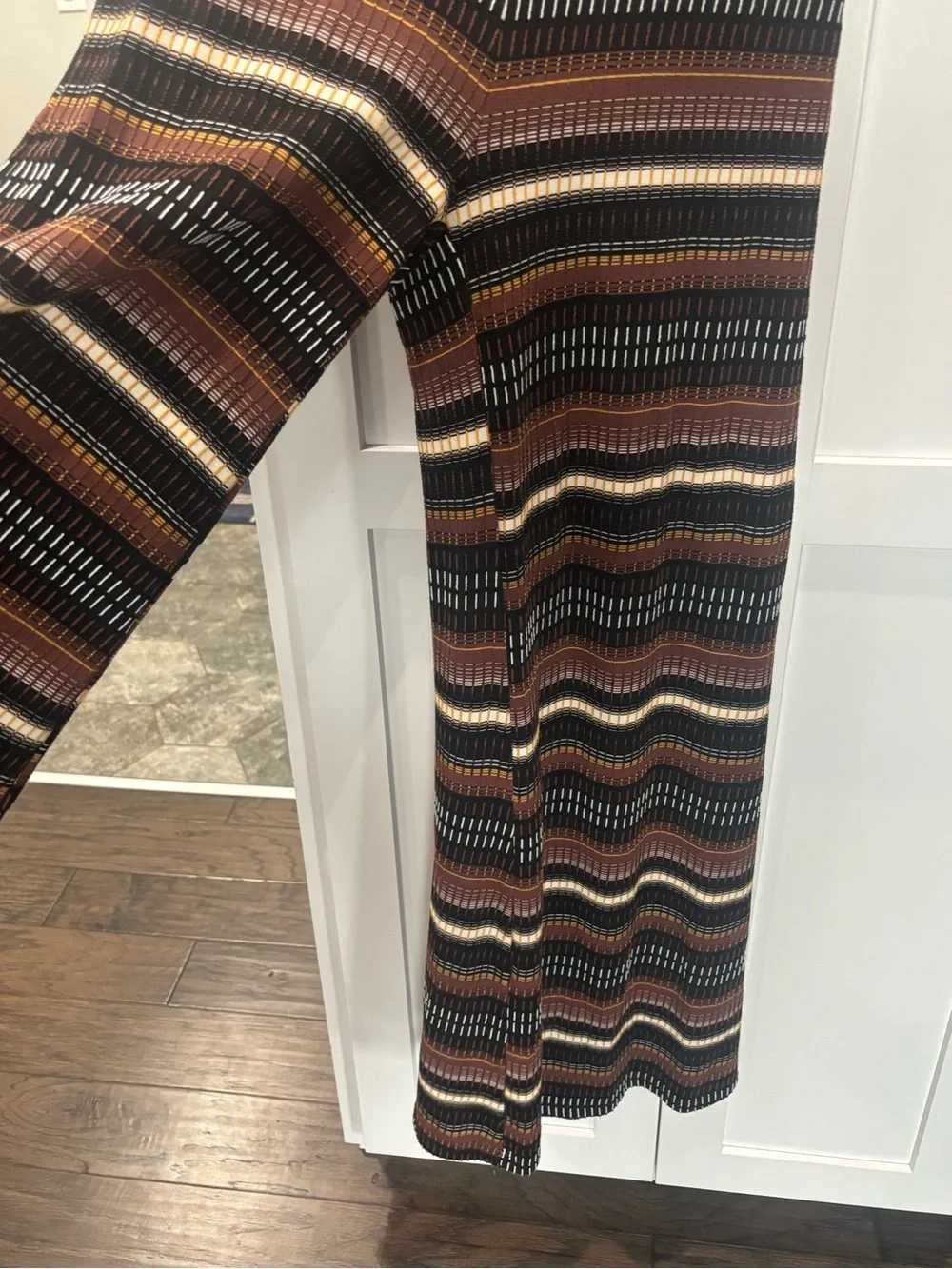 Free People Dixie Strapless Brown Black Cream Multi-Stripe Wide-Leg Jumpsuit